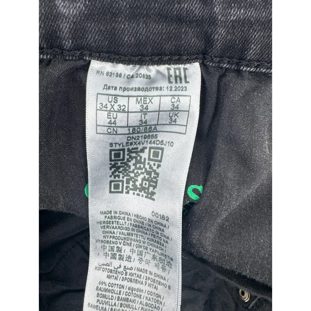 Guess Mens Moto Jeans Washed Black Gray Slim Fit Ribbed Panel Denim 34x32